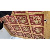 古建筑吊頂寺廟吊頂古建藻井吊頂天花金色貼龍紋