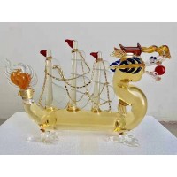 龍舟造型玻璃酒瓶個性龍形玻璃白酒瓶個性玻璃吹制龍酒瓶