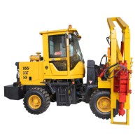 護欄打樁機高速公路護欄打樁機裝載機鏟車改裝一體機鉆孔打樁機