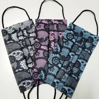 彩色蕾絲花紋口罩現貨批發 多色蕾絲水刺無紡布口罩